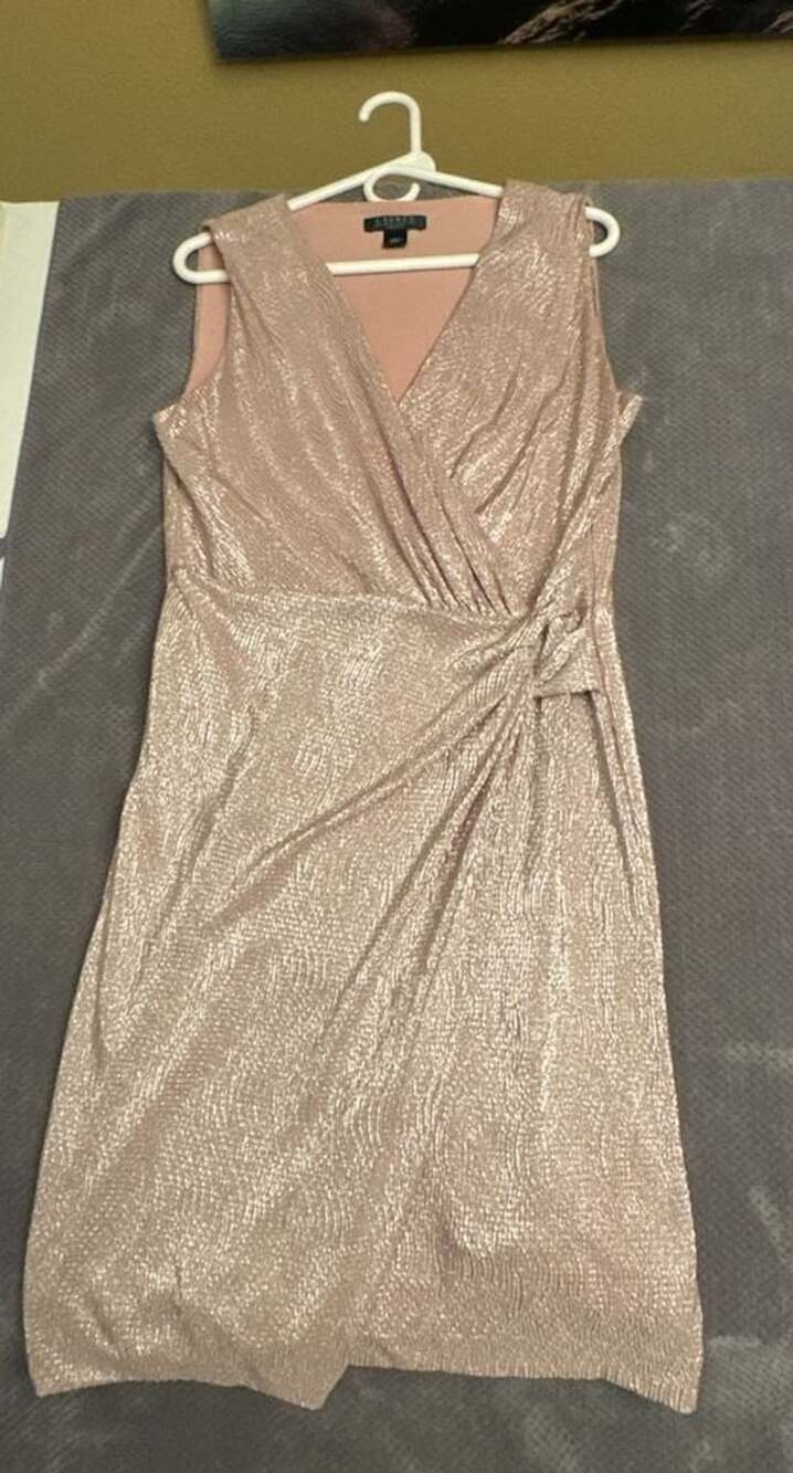 Lauren Ralph Lauren Metallic Sheath Faux Wrap Dress 1206